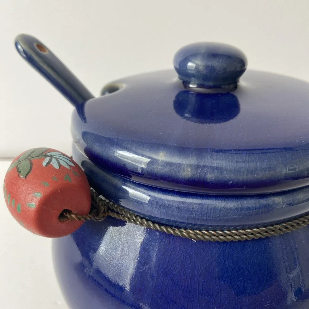 Antique Square Nest Ceramic Soup Bowl with Lid and‎ Spoon Made In China Vintage